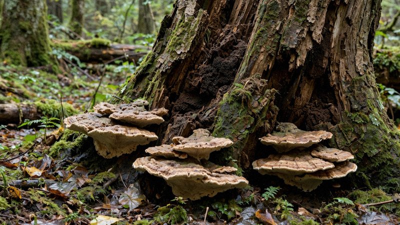 Pochylone drzewo z pęknięciem u podstawy pnia i uniesioną bryłą korzeniową — zdjęcie 1