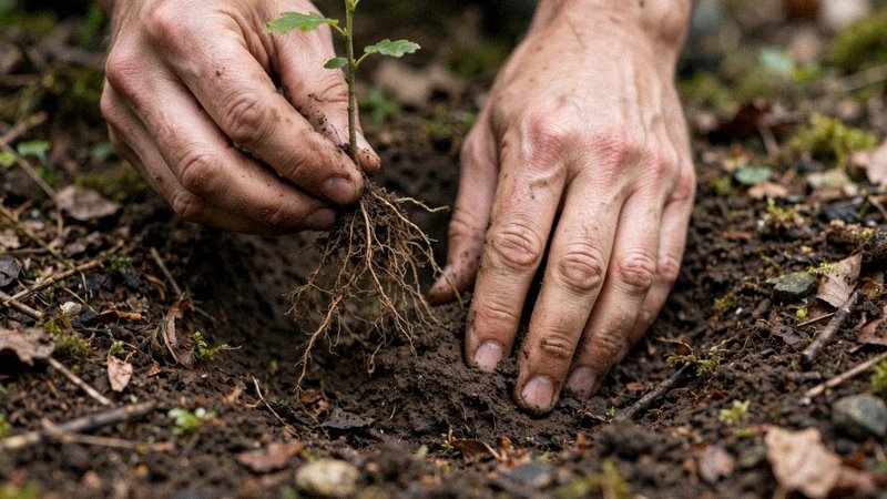 Świeżo posadzone sadzonki sosny na zrębie leśnym wiosną — zdjęcie 2