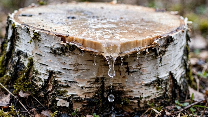 Wysoka brzoza z białym pniem przeznaczona do wycinki na działce — zdjęcie 1