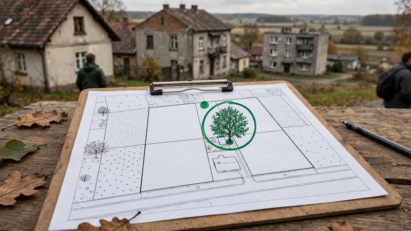 Mapka działki z zaznaczonym drzewem dołączana do zgłoszenia