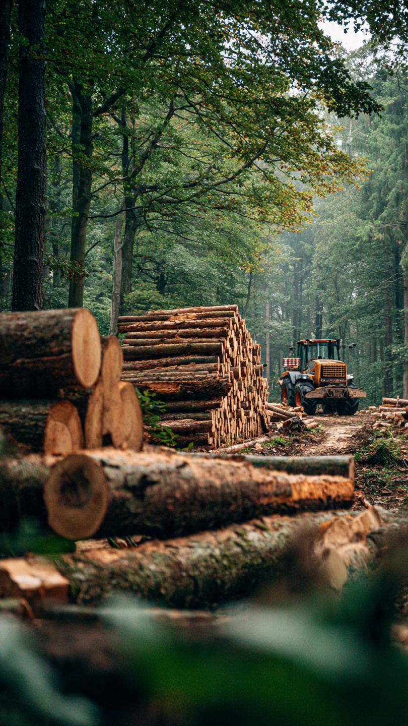 Drewno ułożone w stosy po zakończonej wycince