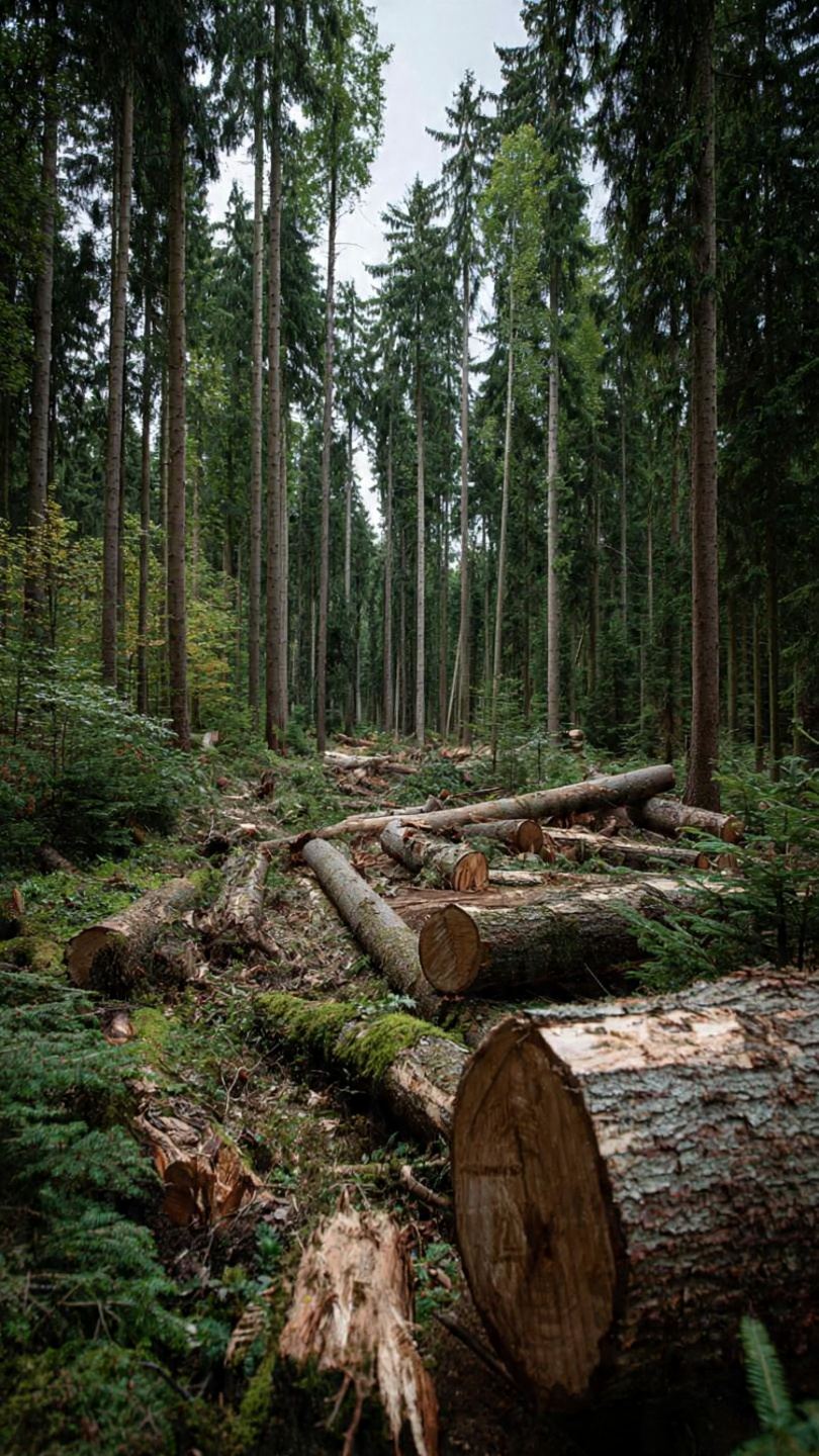 Drwale wycinający drzewa w lesie — praca zespołowa