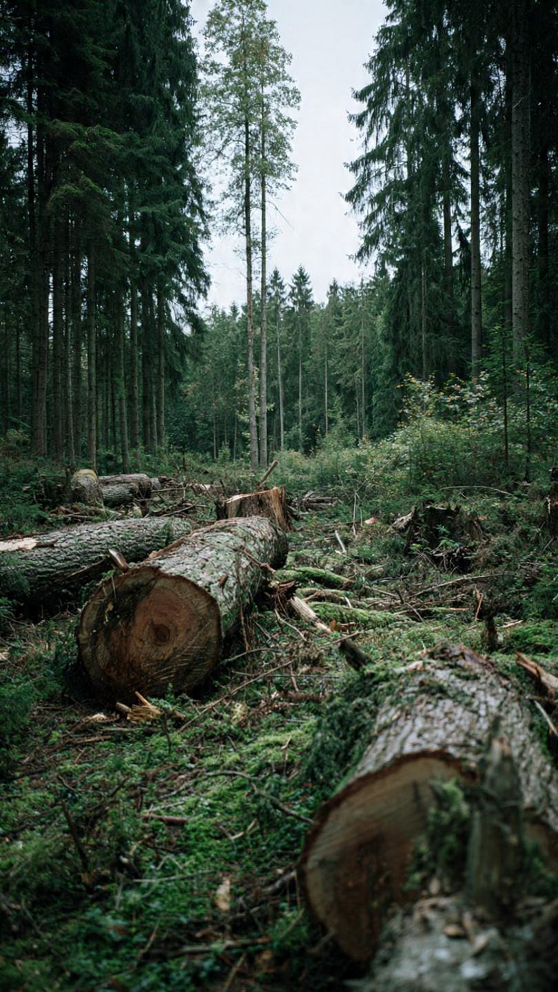 Ekipa drwali podczas pracy w lesie — zbieranie gałęzi
