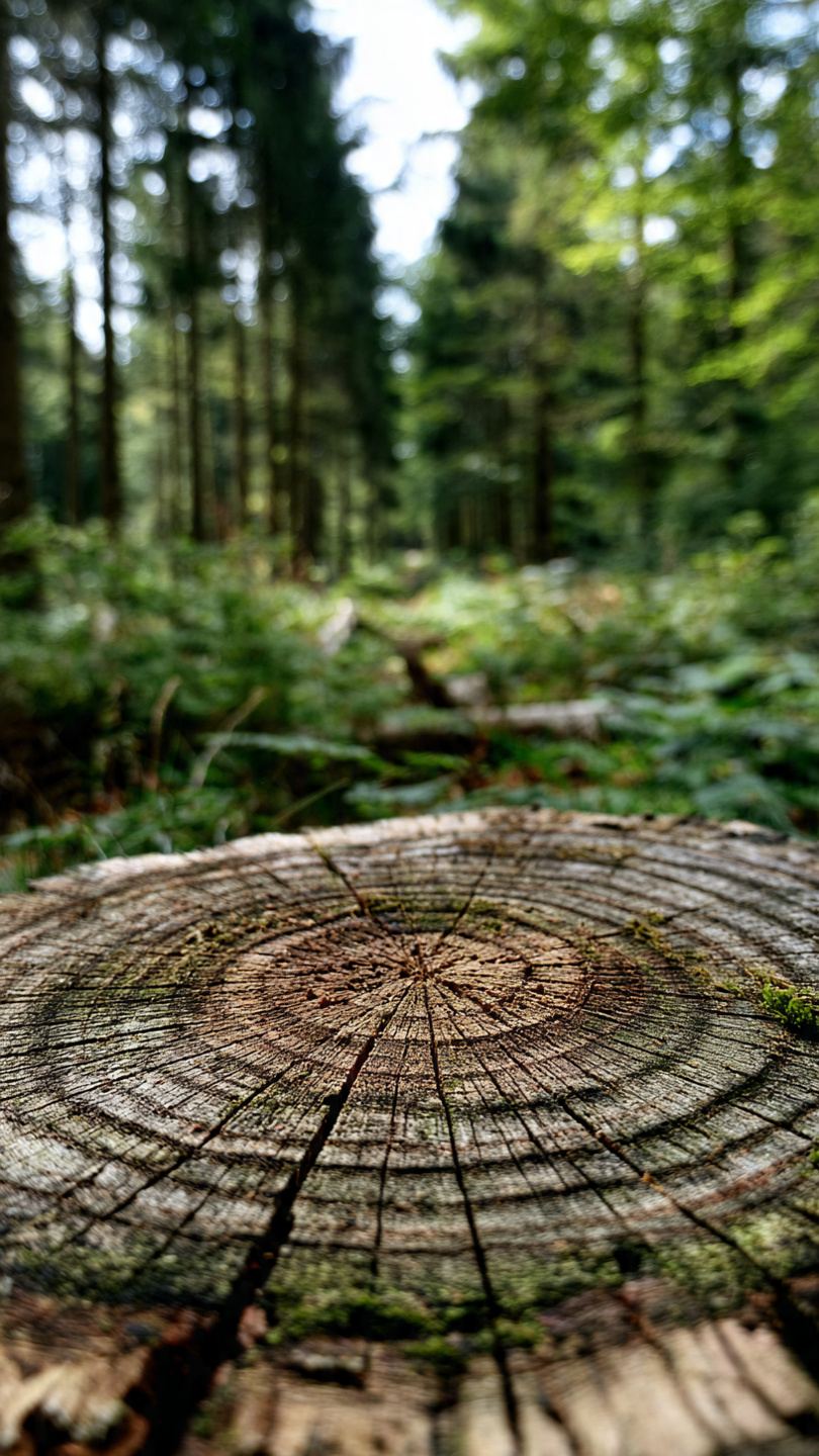 Pniak drzewa w lesie — przekrój poprzeczny