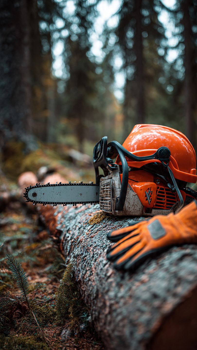 Szczegóły piły łańcuchowej — łańcuch tnący z bliska