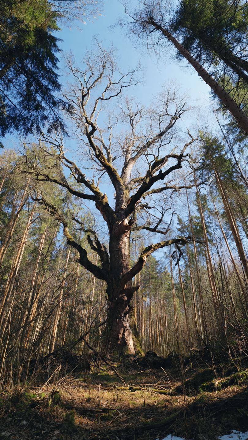 Stare samotne drzewo w terenie - ocena stanu przez arboryste