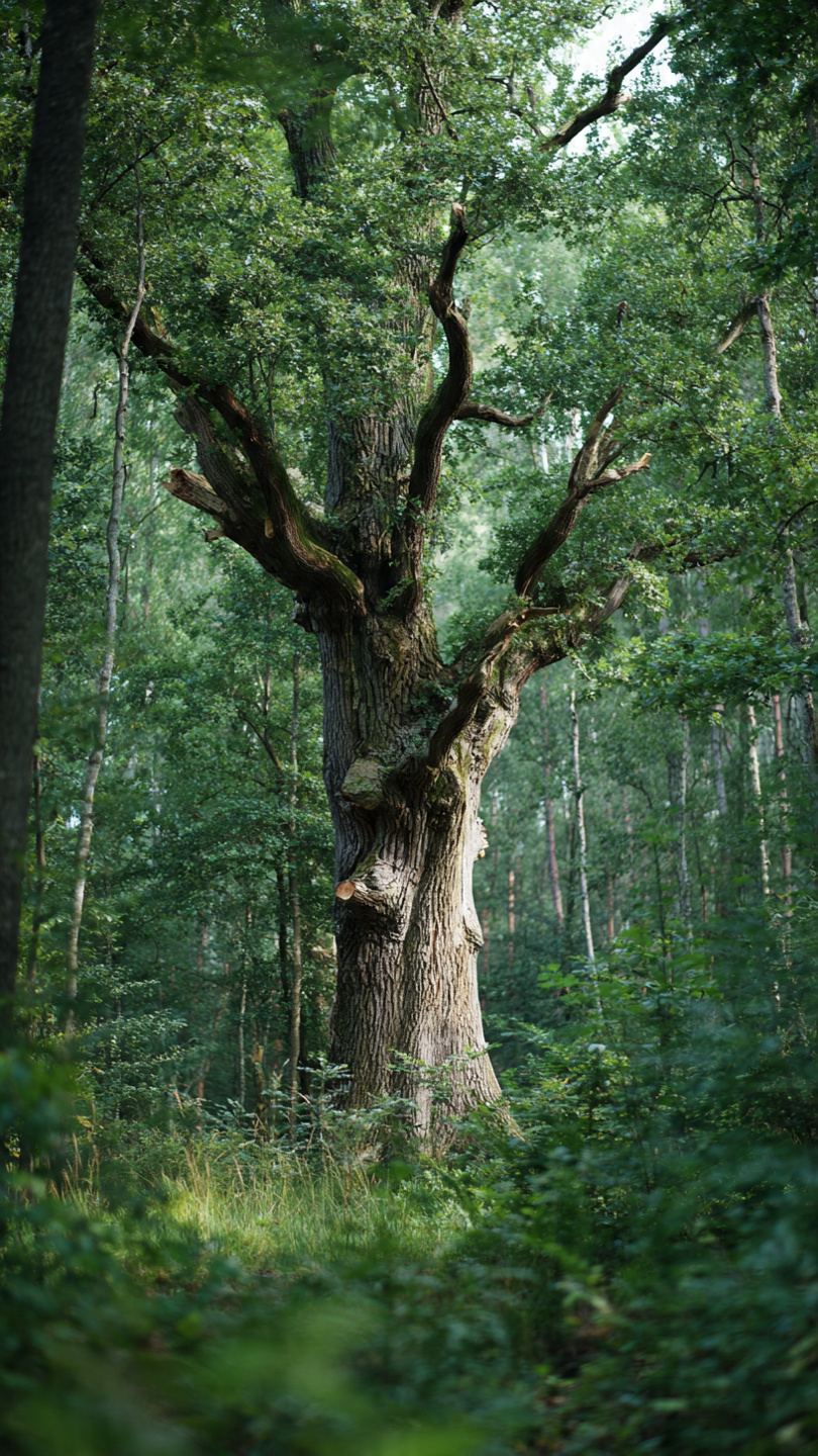 Stare drzewo z ubytkami i oznakami chorób w polskim lesie