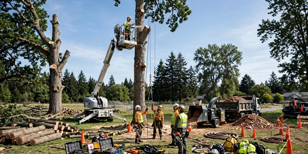Usługa wycinki Bełchatów — ekipa arborystyczna podczas realizacji zlecenia