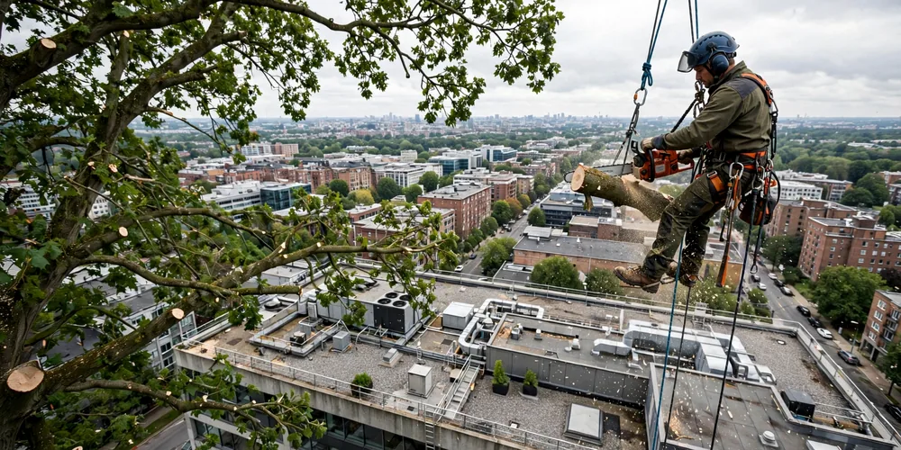 Wycinka alpinistyczna Skierniewice — arborysta pracujący na linach w koronie