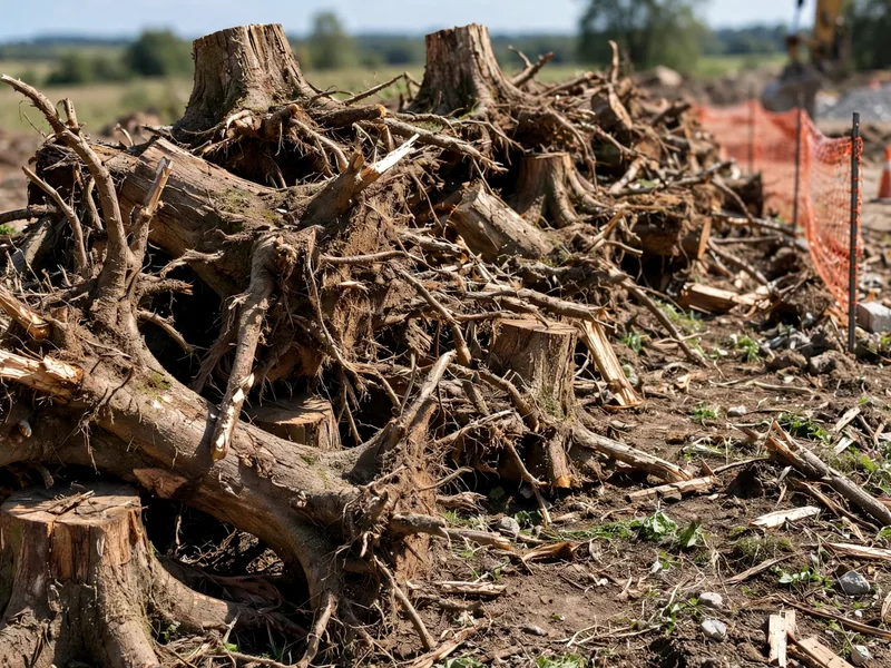 Wykarczowane korzenie przygotowane do wywozu — Rzgów